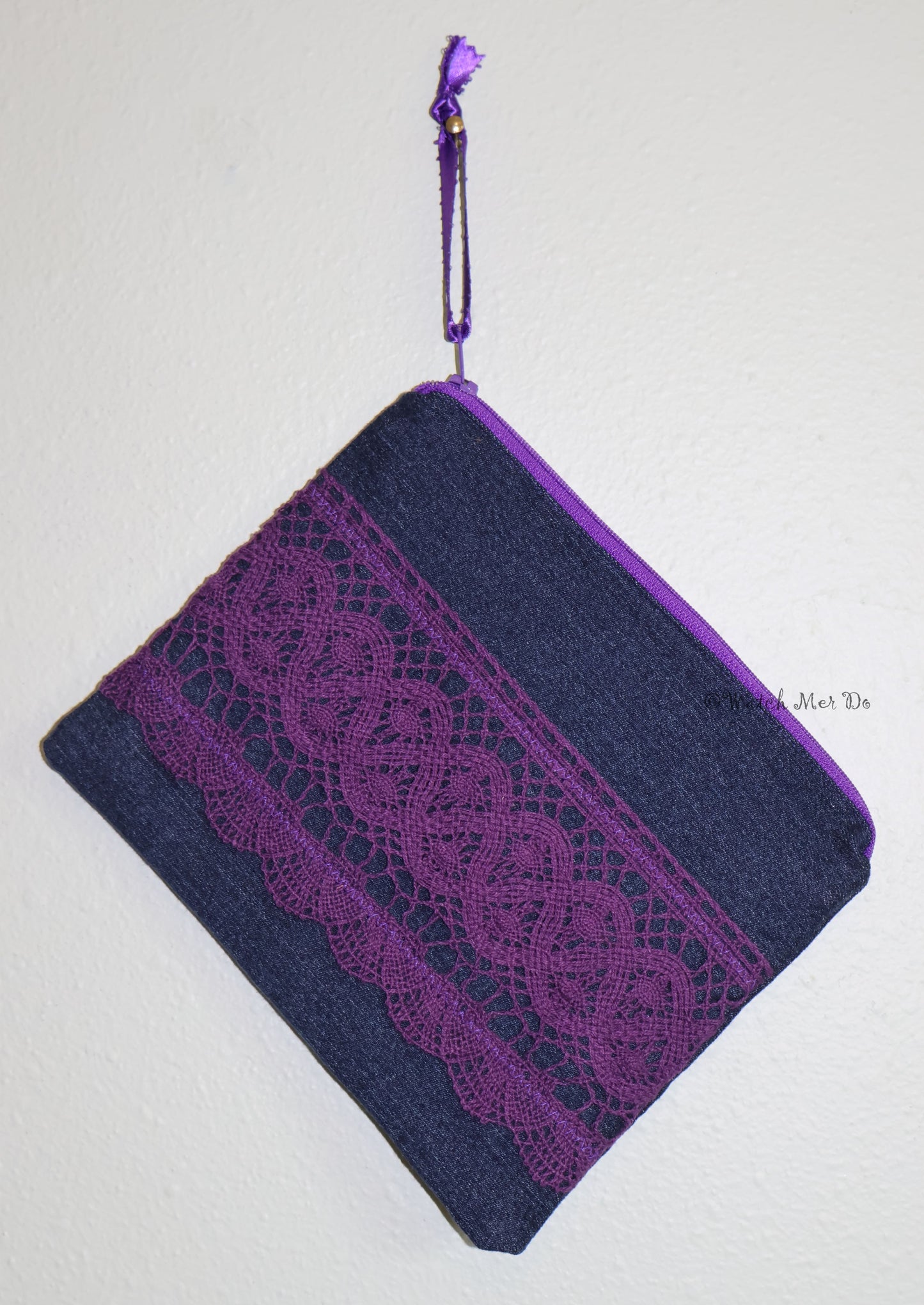 Zip Pouch - Denim, Lace