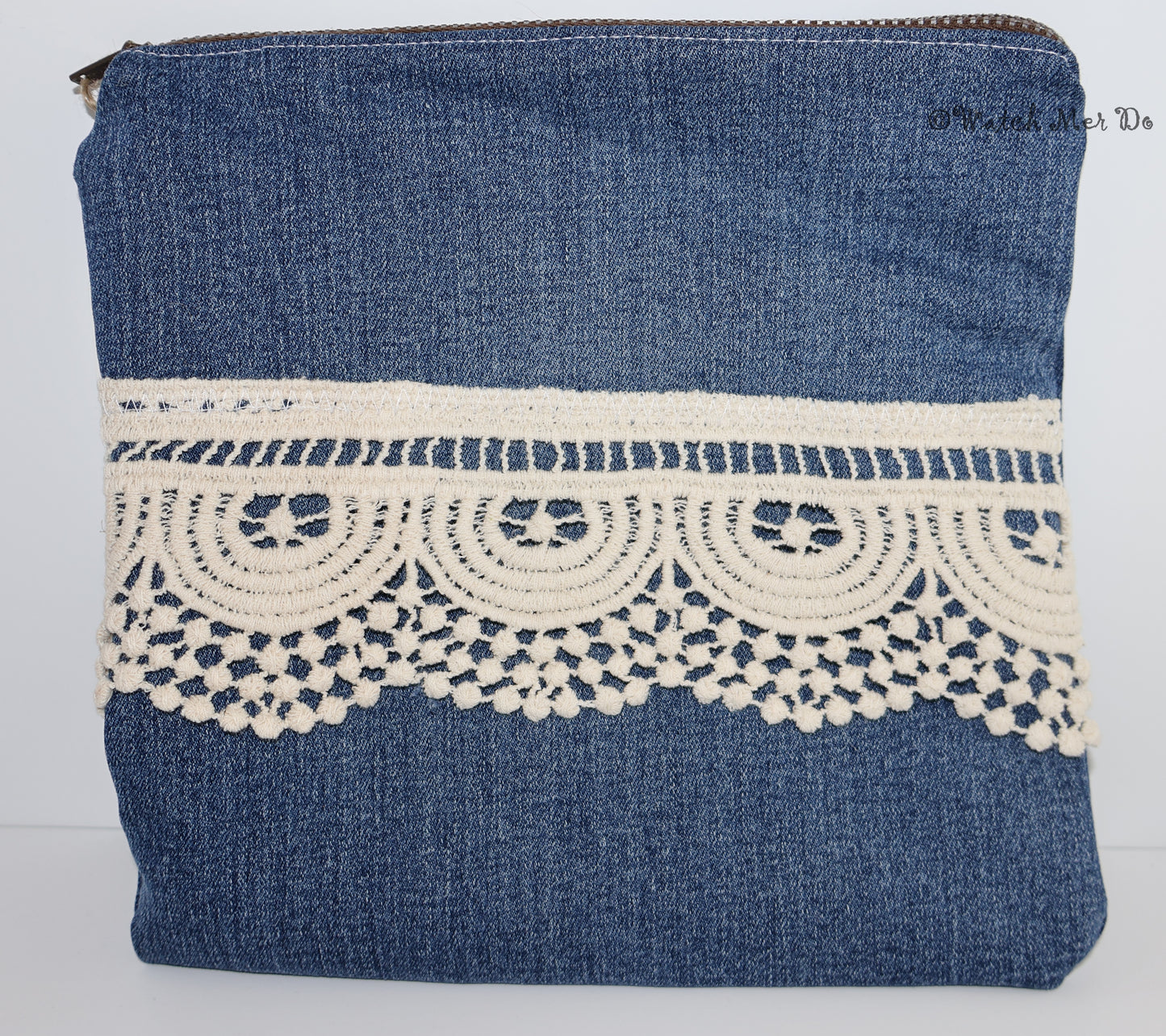 Zip Pouch - Denim, Lace