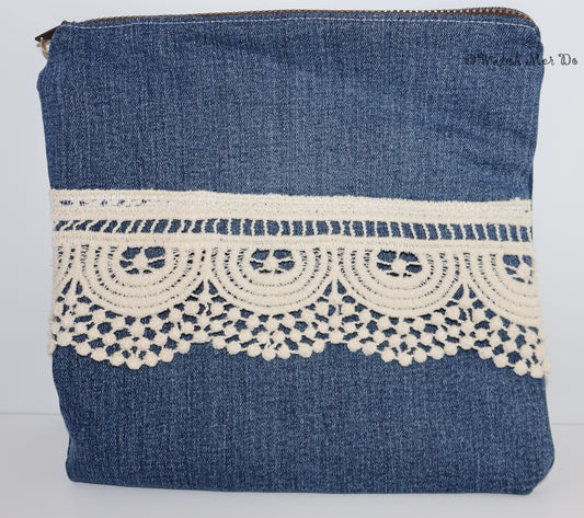 Zip Pouch - Denim, Lace