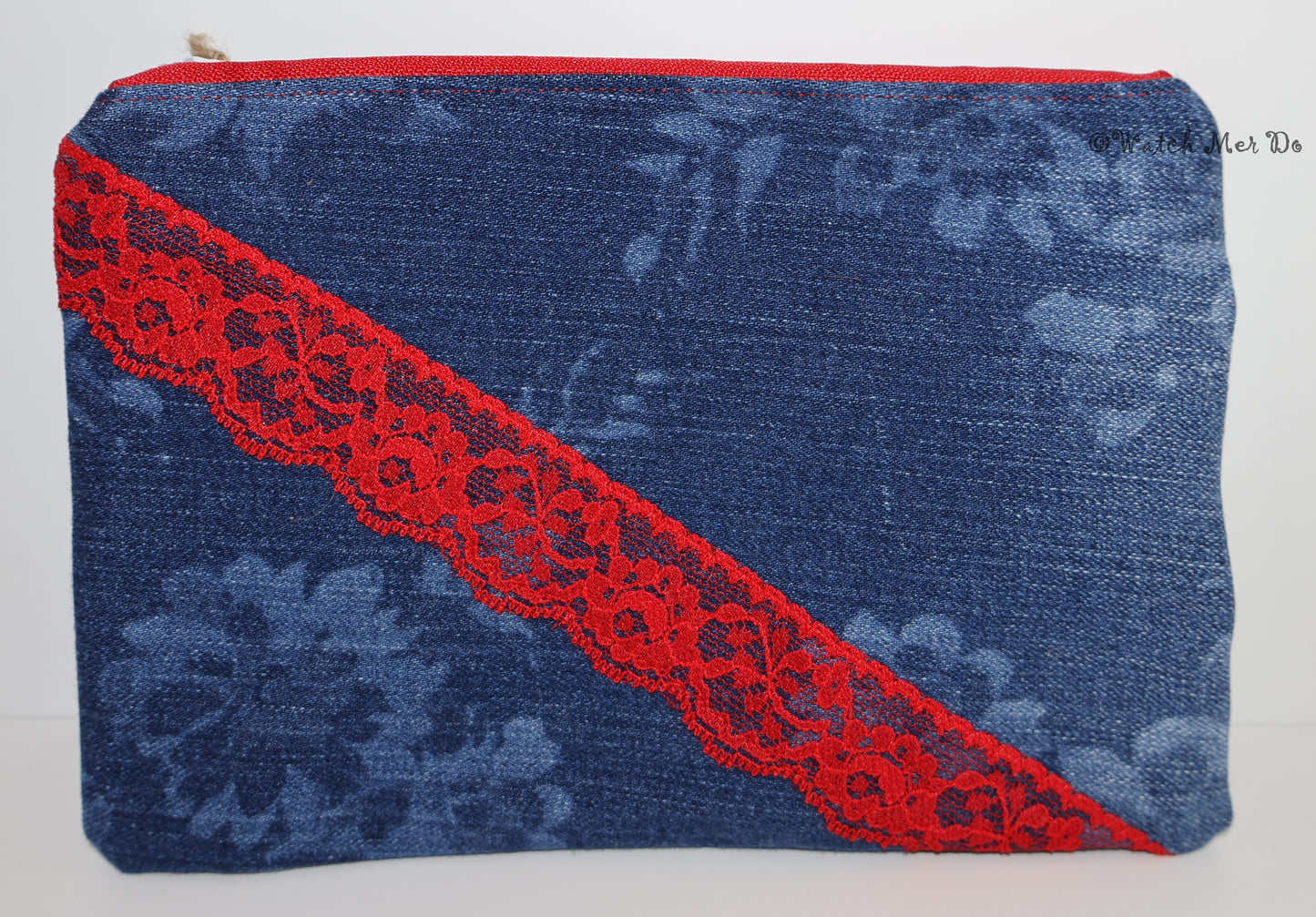 Zip Pouch - Denim, Lace